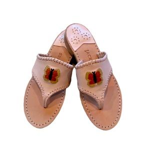 Jack Rogers Blush and embroidered Butterfly slip on sandals - Size 6